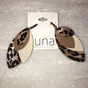 Leopard print leather earrings